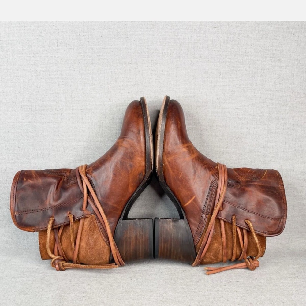 Freebird Brown Cowgirl Western Boots with Distressed Leather